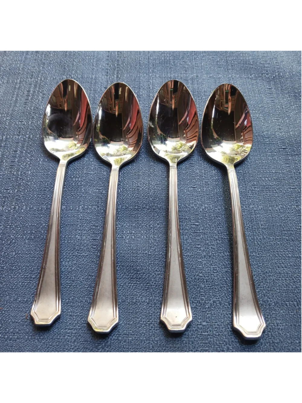 4 Mikasa 18/10 Stainless TATUM FROST Satin Center Glossy Outline TEASPOON 6 3/8